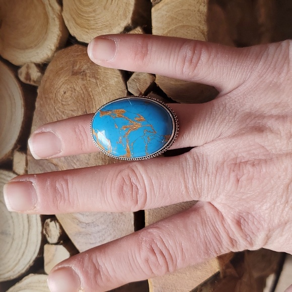 New Copper Turquoise 925 Silver Ring. - Picture 8 of 8
